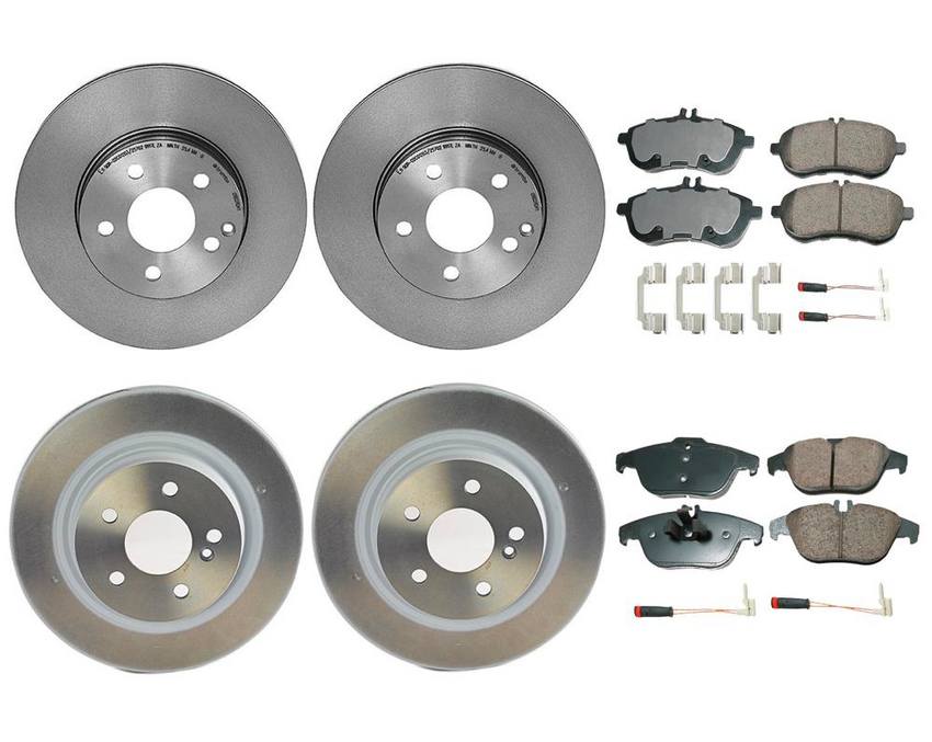 Mercedes Disc Brake Pad and Rotor Kit - Front and Rear (295mm/300mm) (Ceramic) (EURO) 2124211312 - Akebono Euro Ultra-Premium 4122650KIT